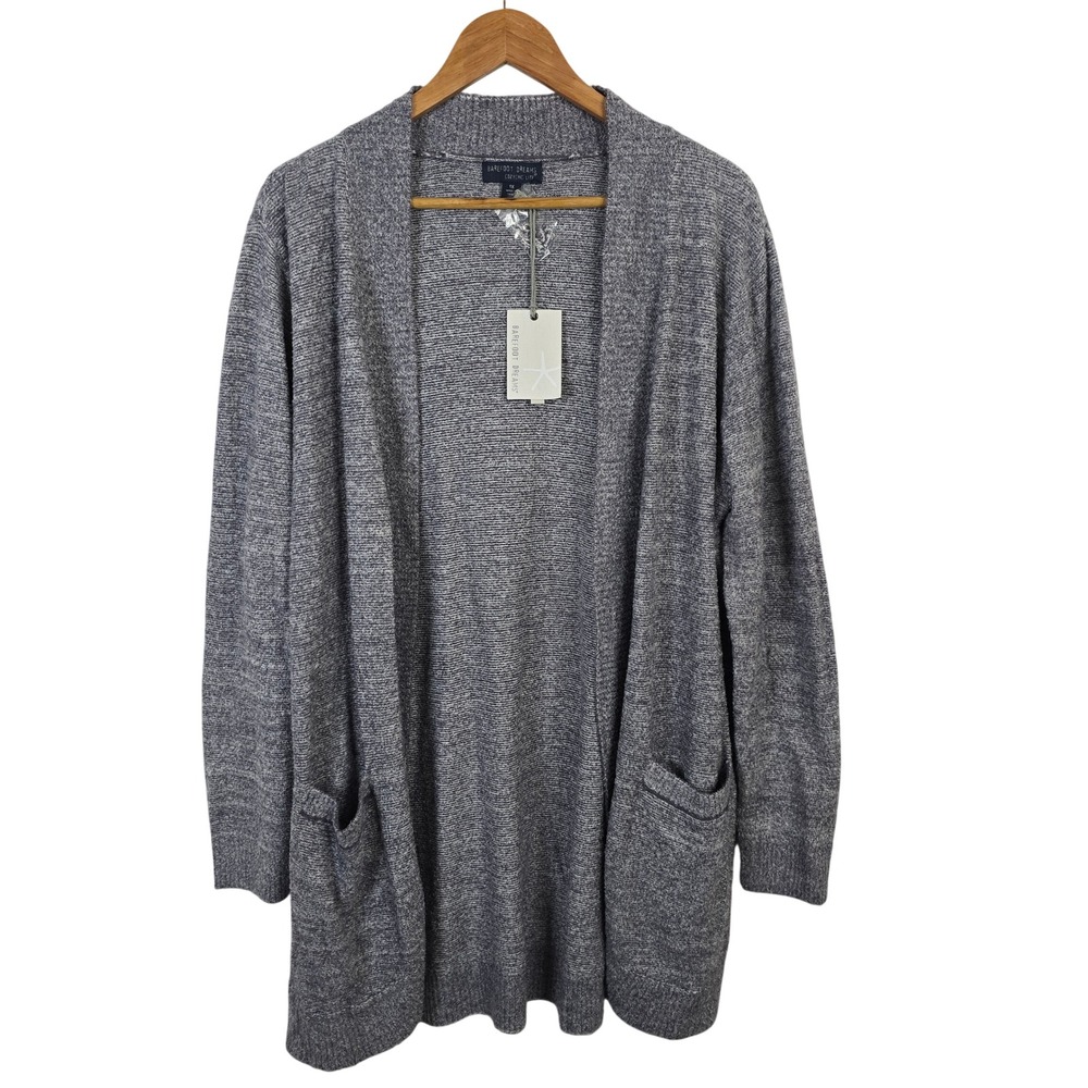 Barefoot Dreams CozyChic Lite Collarless Circle Cardigan Blue Pearl 1X NEW